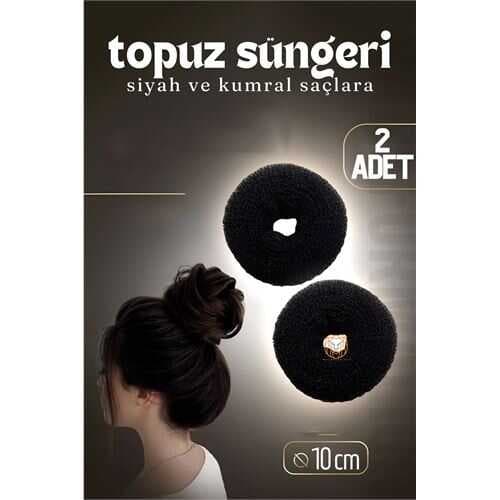 Turk Siyah Saç Topuz Süngeri 2 ADET 10 CM Çap 4 cm Kalınlık