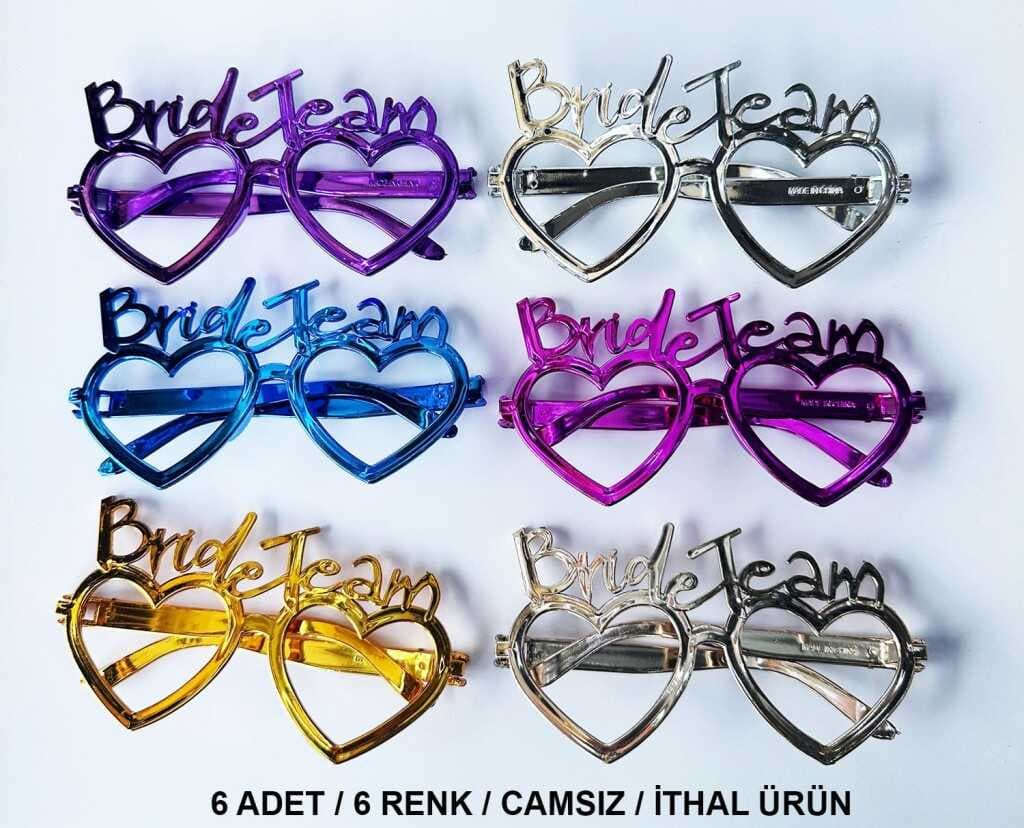 Nessiworld Kalpli Bride Team Gözlük Seti 6 Renk - Kına & Düğün Partileri İçin