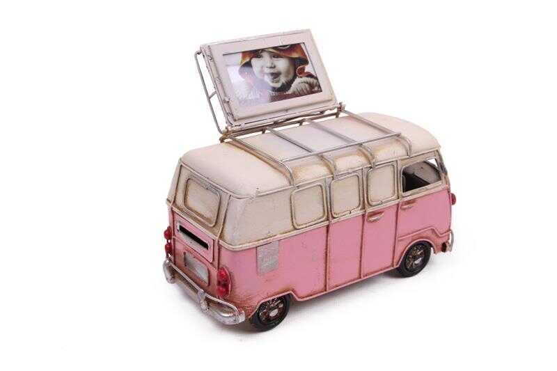 Dekoratif Metal Minibüs Çerçeveli ve Kumbaralı Hediyelik (1370) (477477)