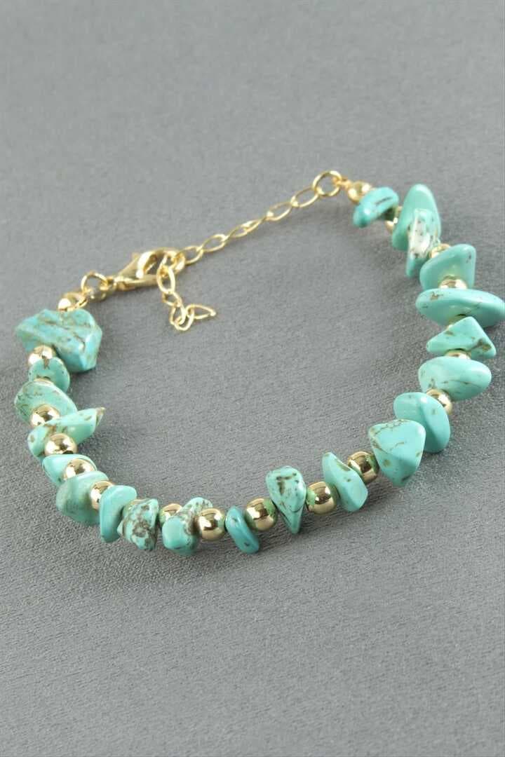Turkuaz Kırık Doğaltaş Bileklik