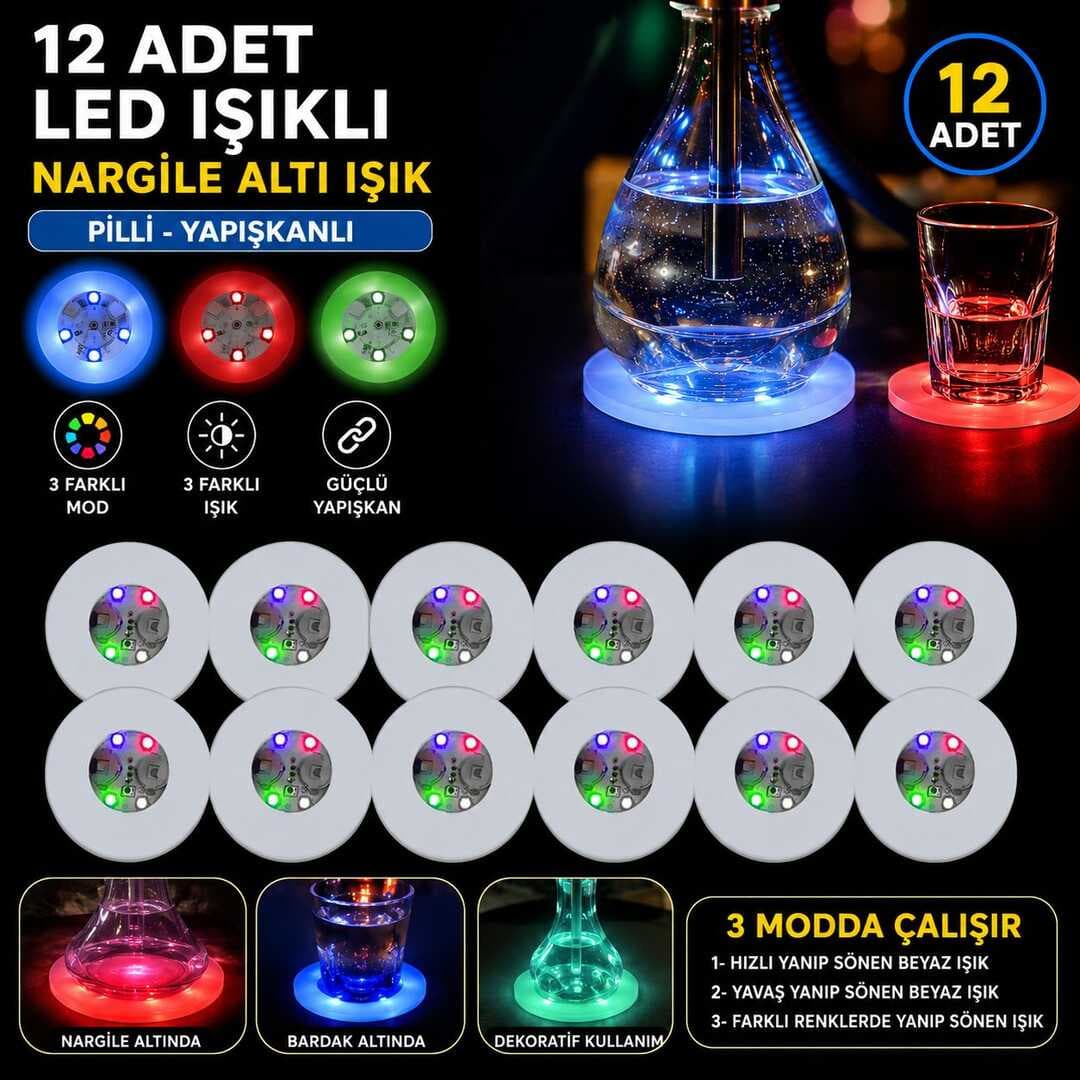 RGB LED Nargile Altı Işık 12’li Set (5430)