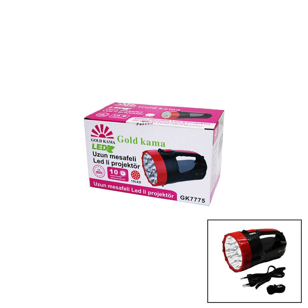 15 LED  FİŞ ŞARJLI EL FENERİ ROJEKTÖR GK-7775 (5430)