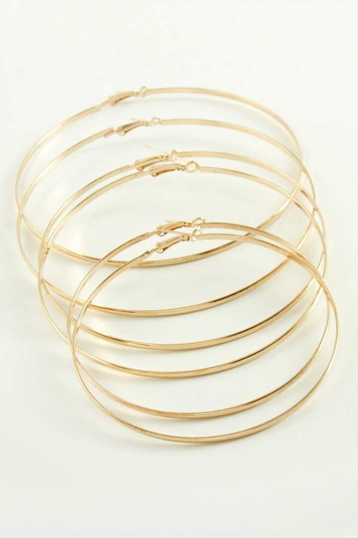 Düz Metal Halka Küpe 6 Adet