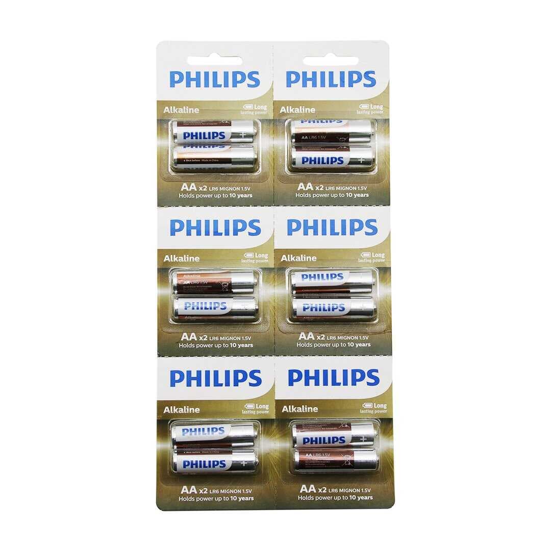 PHILIPS  ALKALİNE KALEM - AA - 1.5V  PİL  12PCS= 2Lİ X 6 (4767)
