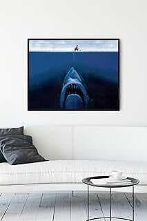 (11773) Köpek Balığı Eğleceli Mizahi Çerçeveli Tablo (40x50cm)