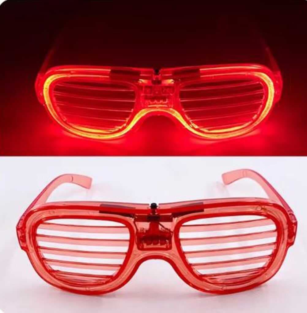 Nessiworld Kırmızı Led Işıklı Parti Gözlüğü - Neon Glow Şerit Gözlük 3 Modlu
