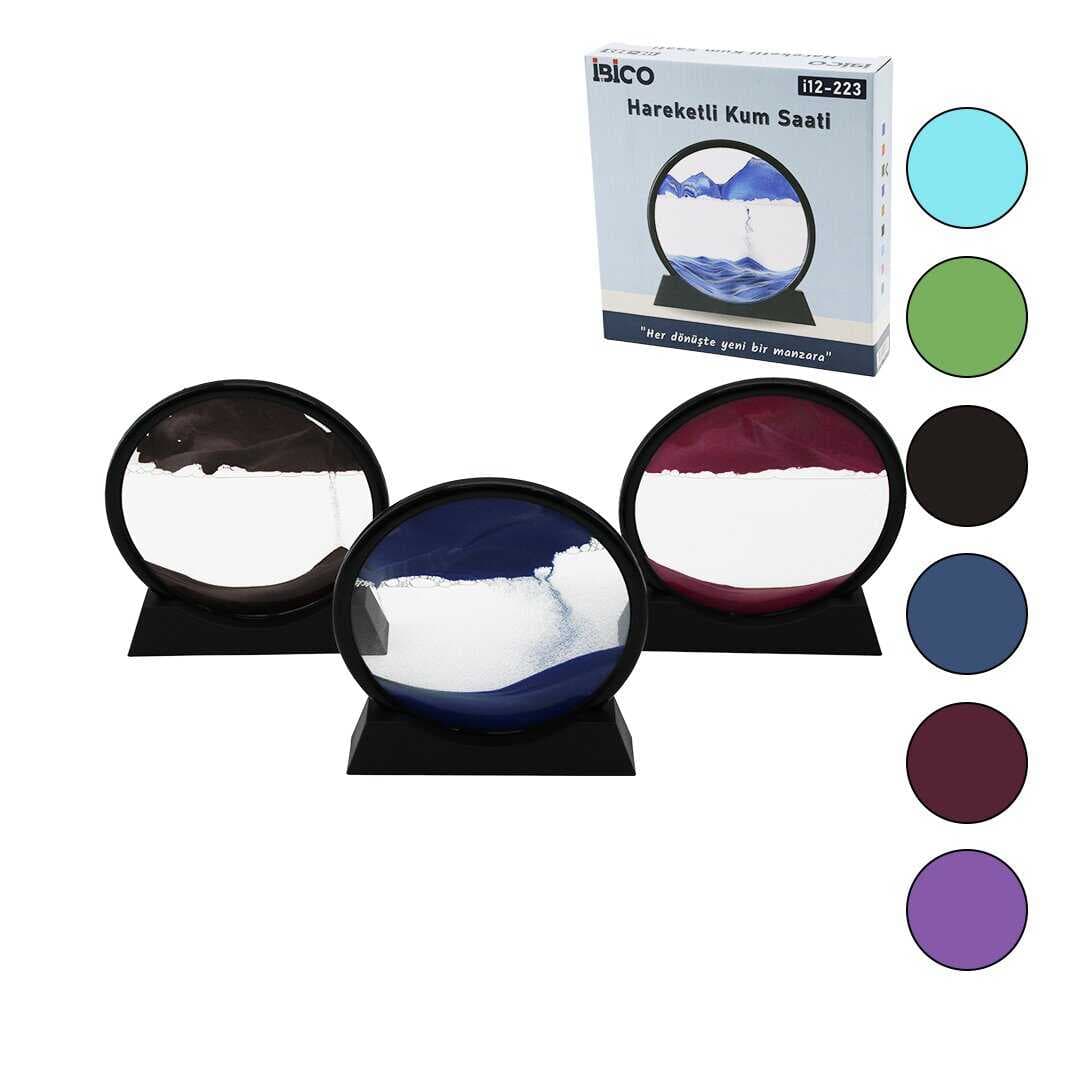 7 İNÇ - 17.5CM RENKLİ SULU CAM KUM SAATİ HAREKETLİ AYNA MODELİ (5430)