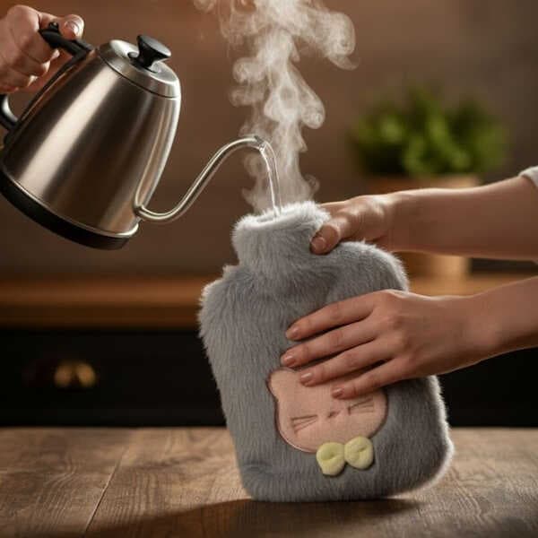 Papyonlu Kedi Figürlü Mavi Peluş Sıcak Su Torbası 1 Litre