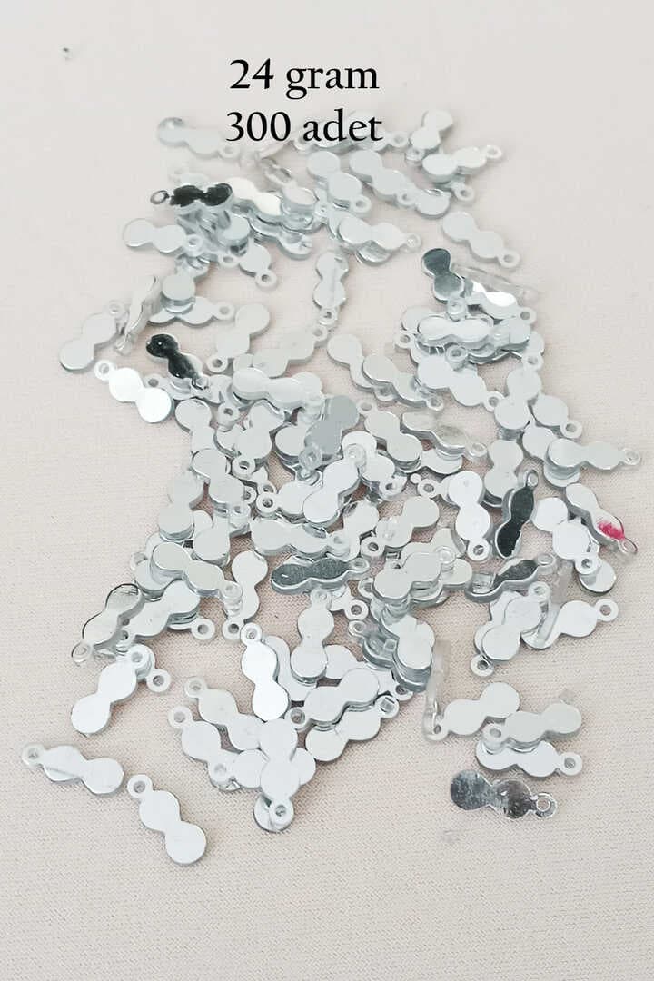 Oya Abiye Bileklik Kolye Pleksi Metalik Plastik Pul Gümüş Renk 24 gram 300 adet - BNC568
