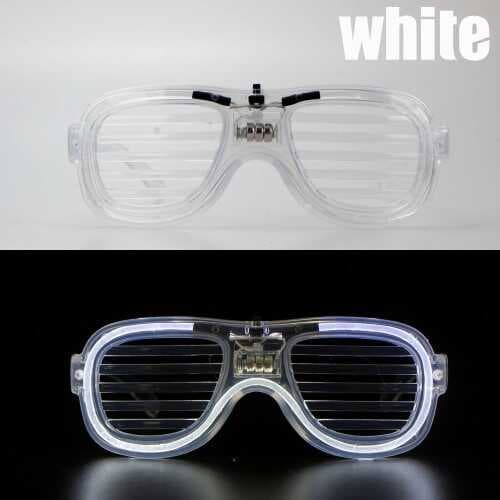 Beyaz Led Işıklı Parti Gözlüğü - Neon Glow Şerit Gözlük 3 Modlu
