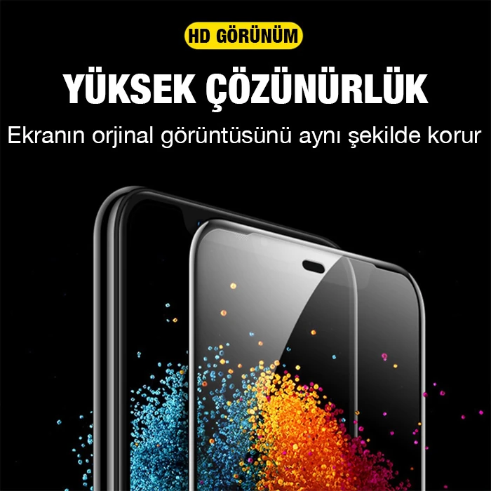 ALLY iPhone 13 -13 Pro 6.1inç Full Glue Matte Tempered Cam  Ekran Koruyucu-(5775)