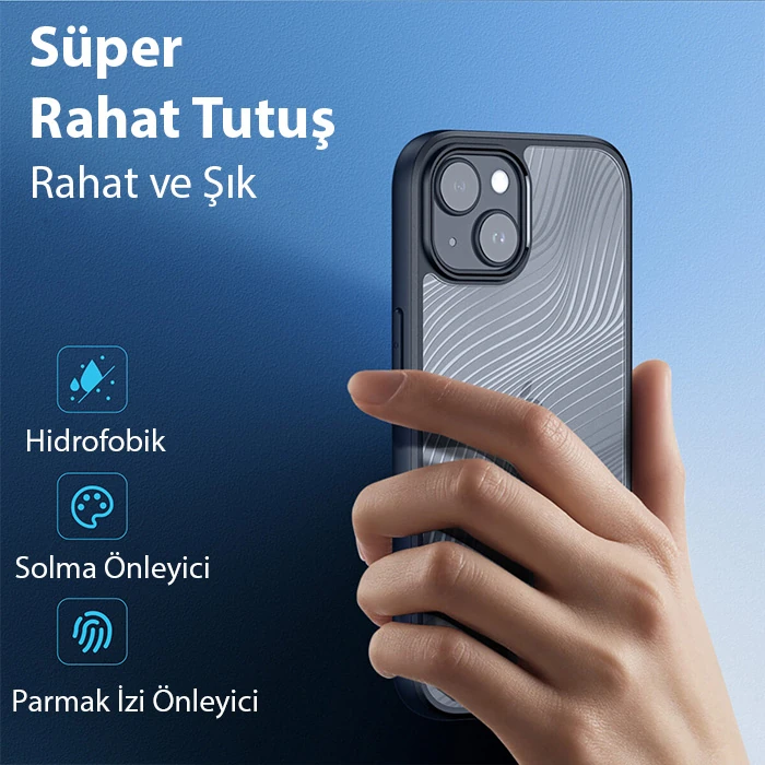Dux Ducis iPhone 15 Plus Aimo Series Premium Buzlu Sert PC-TPU Kılıf-(5775)