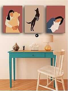 (21090) Kadı ve Köpek Üçlü Kavas Tablo Seti, Premium 3'lü Cavas, 3 Parçalı Duvar Tablosu 21 x 30