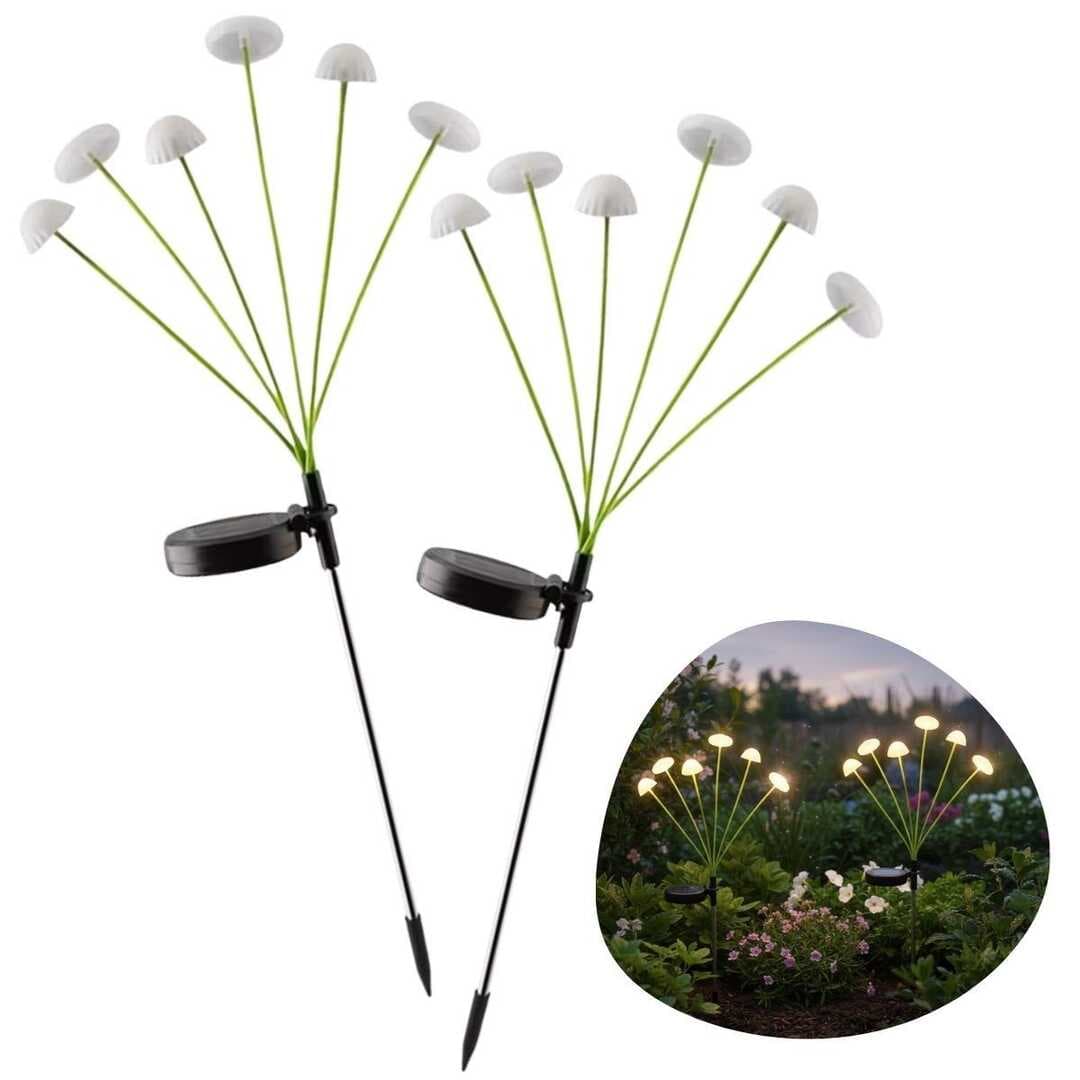 2 Adet Plastik Mantar Solar Bahçe Lambası – Güneş Enerjili LED Dış Mekan Aydınlatma, Otomatik Sensörlü Dekoratif Bahçe Işığı (5430)