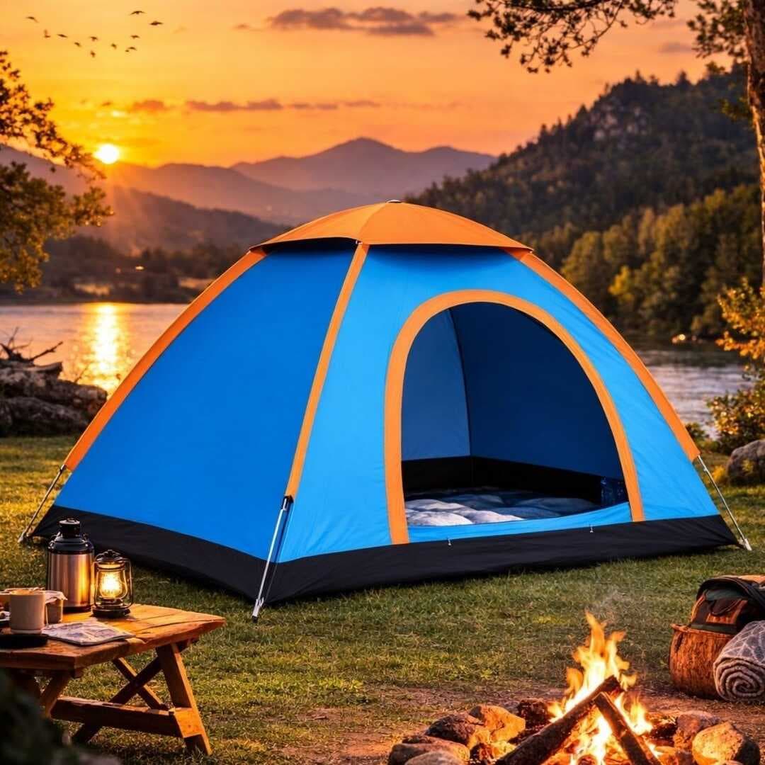 3 Kişilik Yarı Otomatik Kurulum Kamp Çadırı – Suya Dayanıklı, Taşıma Çantalı Outdoor Aile Çadırı, Piknik, Plaj ve Doğa 200x150x110 cm (5430)
