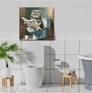 GAAGART Tekli Kare Kavas Bayo Tablosu Gazete Okuya Scottish Kedi 50 x 50 gartM8332