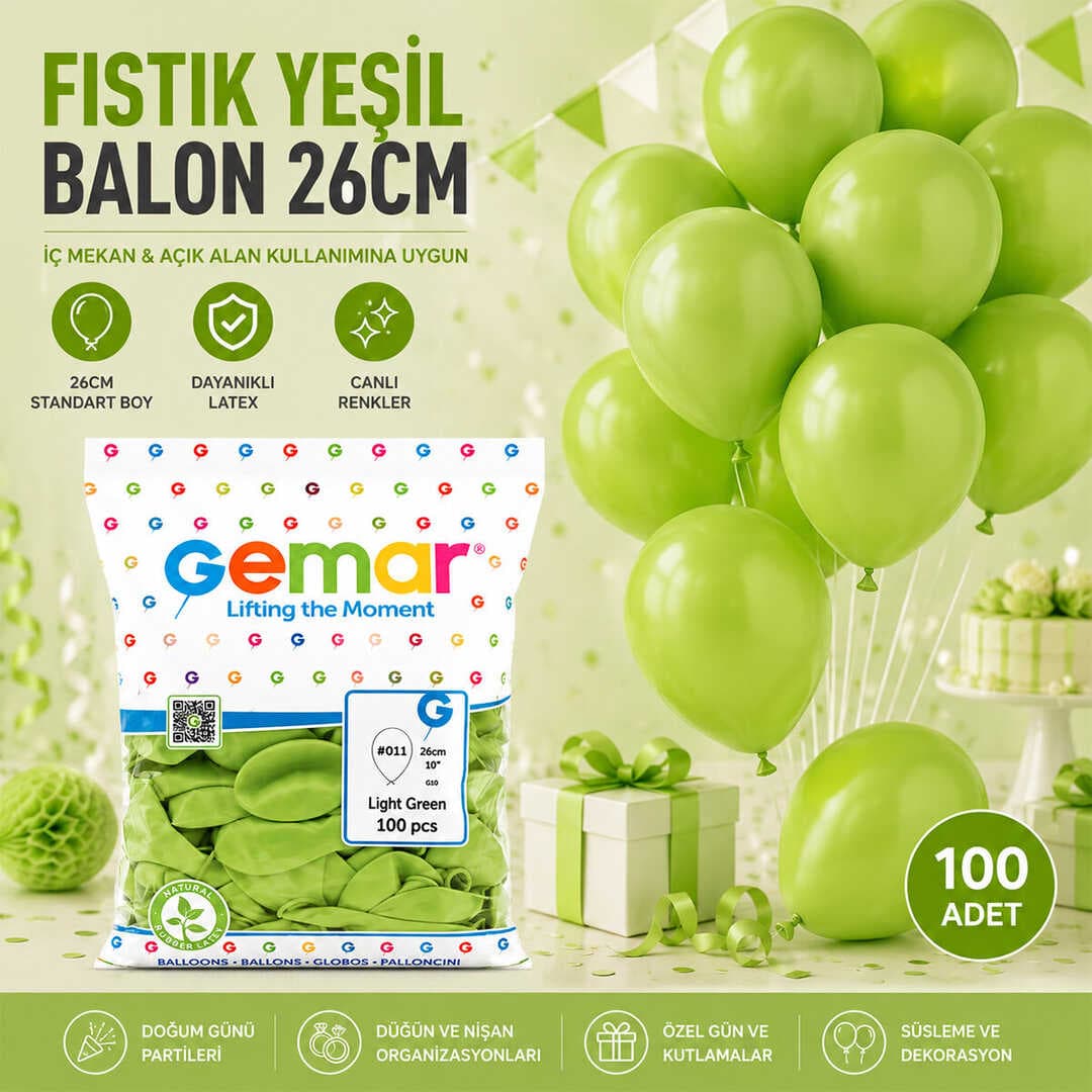 İÇ MEKAN - FISTIK YEŞİL BALON 10 INC - 26CM - 100PCS (5430)