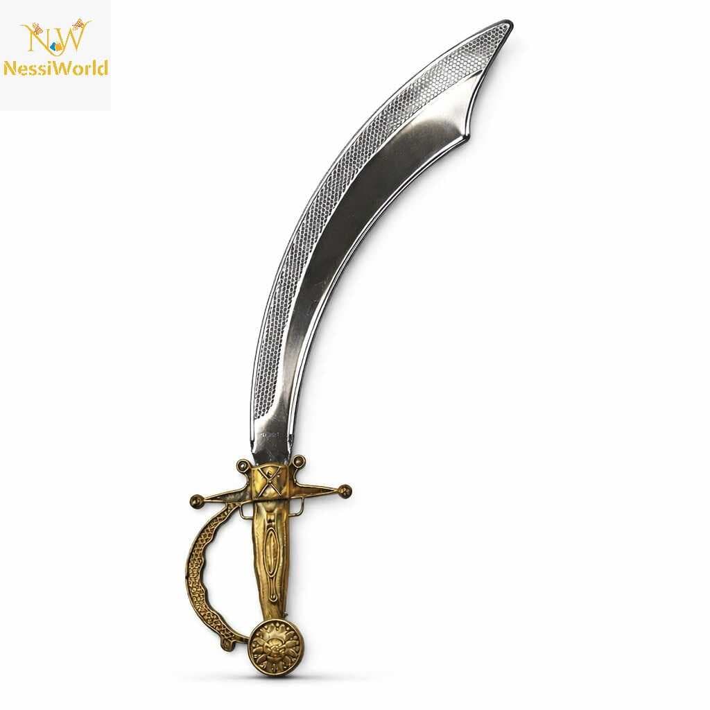 Parlak Metal Görünümlü Eskitmabe Kzalı Plastik Korsan Kılıcı 45 cm