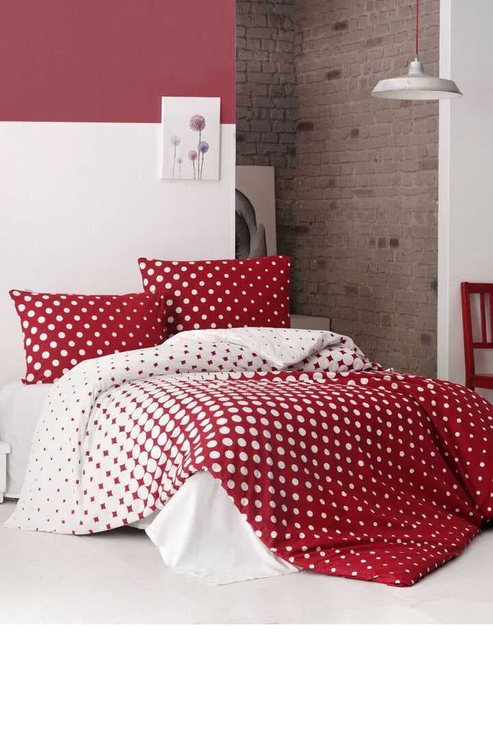 Çift Kişilik Nevresim Takımı Pamuklu Retro Puantiye