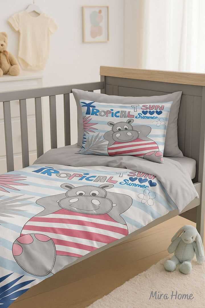 Yenidoğan Erkek Bebek Nevresim Takımı %100 Pamuklu Tropical Summer