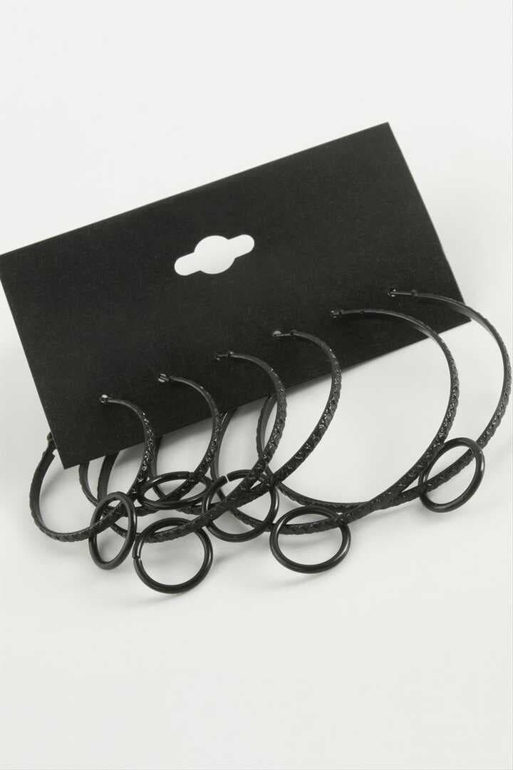 Noktalı İç İçe Metal Halka Küpe 6 Adet