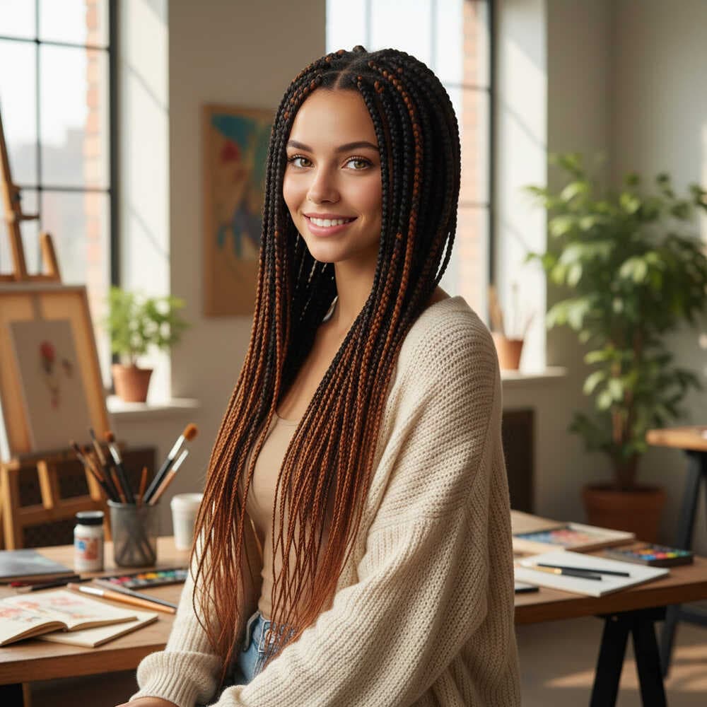 Afrika Örgüsü Ve Rasta İçin Sentetik Ombreli Saç / Siyah / Bakır