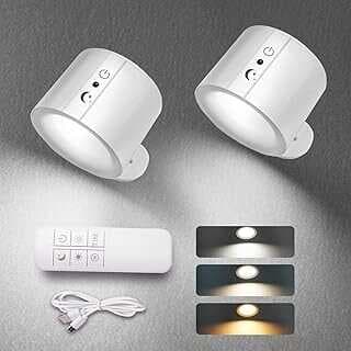 ekuba Duvar Lambası,1 Adet,3000mAh USB Şarj Edilebilir Pilli LED Duvar Aplikleri, 3 Rek Sıcaklığı ve Parlaklık Kısılabilir Dokumatik ve Uzakta Kumada, Kablosuz Duvara Mote Okuma Lambası Işığı