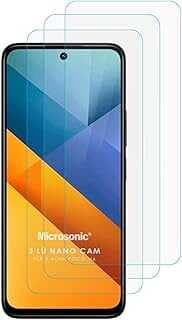 Microsonic Xiaomi Poco M6 5G Screen Protector Nano Glass Cam Ekran Koruyucu (3`lü Paket) [Poco M6 5G ile Uyumlu Ekran Koruyucu - Şeffaf]