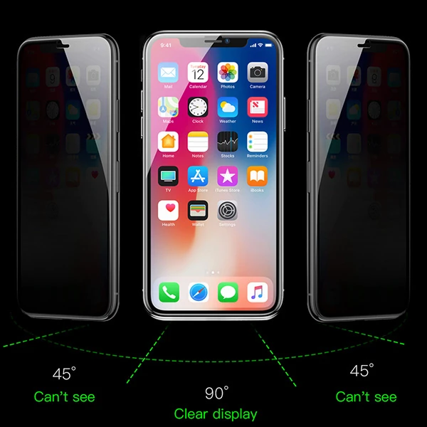Baseus İPhone 11 Pro Max- XS Max 3D Anti-Peep Privacy Gizlilik Cam Ekran Koruyucu-(5775)