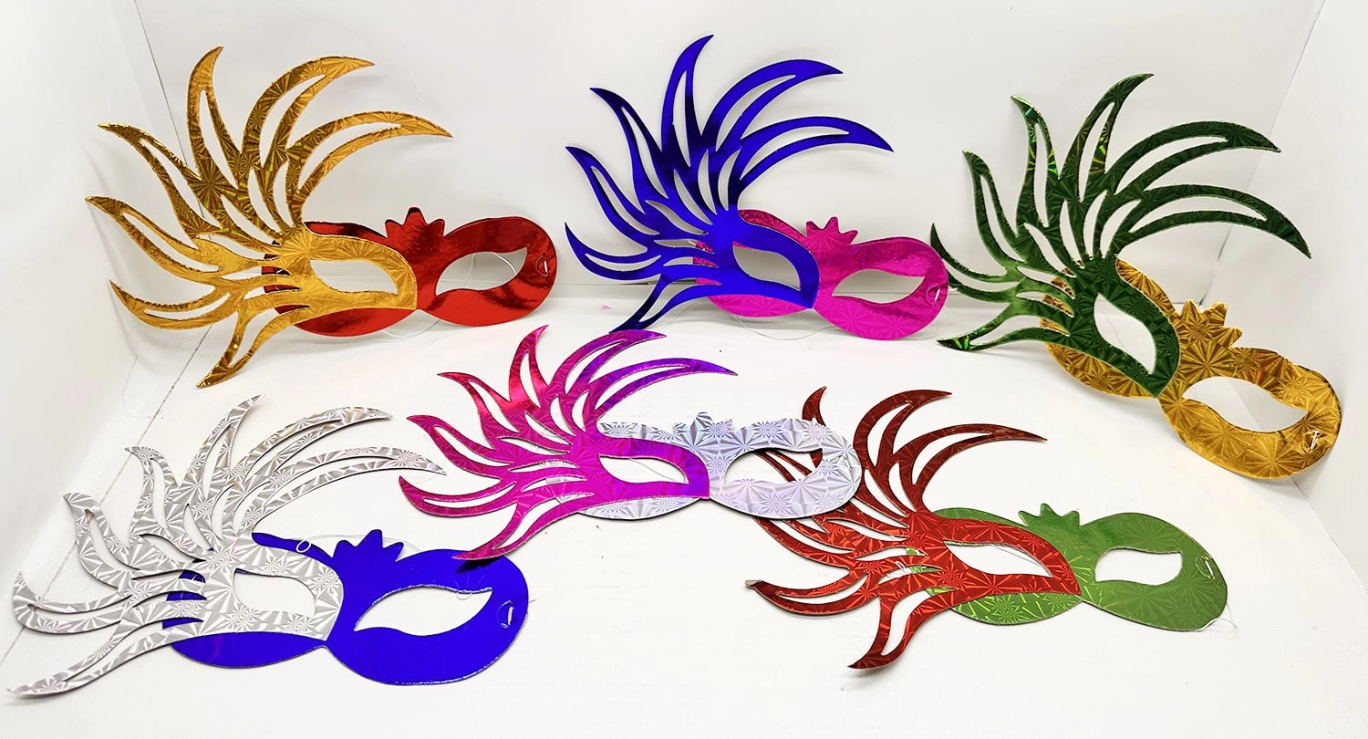 Rengarenk Kağıt Malzemeden İmal Parti Balo Maskesi 6 Adet