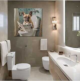 GAAGART Tekli Kare Kavas Bayo Tablosu Gazete Okuya Frech Bulldog Köpek 50 x 50 gartM8387