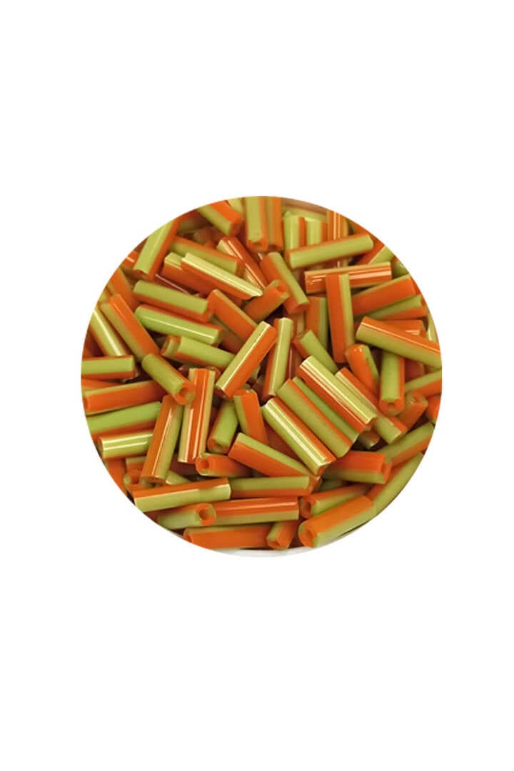 Uzun Boru Kesme Boncuk Çap 2mm Uzunluk 10 mm - 20 Gram - Yeşil Turuncu - BNC261