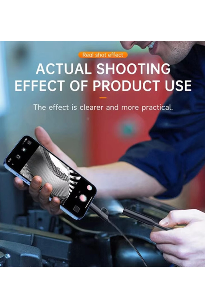 5 Metre Endoskop Yılan Video Kamera Ios Ve Android Uyumlu Led’li 8 Mm Sert Kablo 2mp