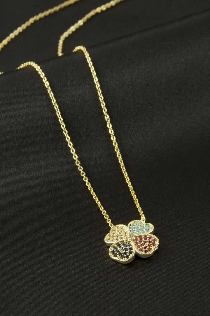 Yonca Zirkon Taşlı Kolye