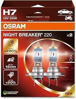 Osram H7 ight Breaker Ampuller, 12V, 220% Fazla Işık, 2'li Paket