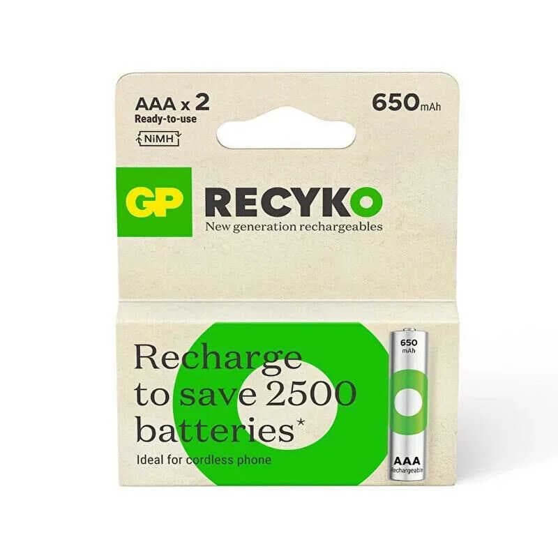 GP RECYKO 650 MAH R03 AAA ŞARJLI 2Lİ İNCE KALEM PİL GP65AAAHCE-2EB2 (GPRHCH63E000) (4767)