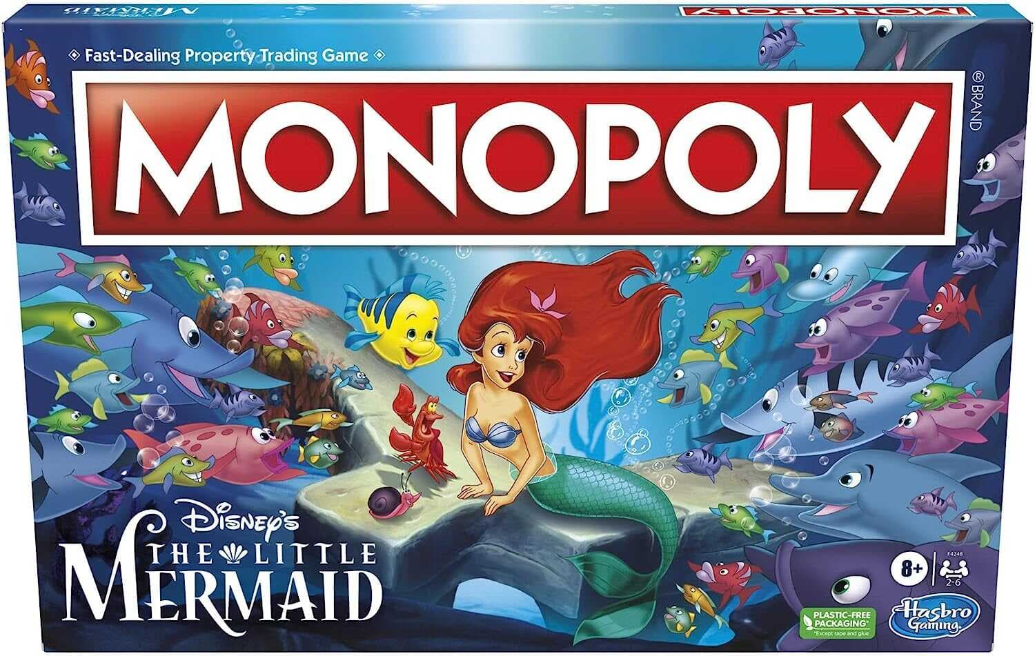 Monopoly Hasbro Gaming Disney's The Little Mermaid Edition Board Game, 2-6 Players for Family and Kids Ages 8+, with 6 Themed Tokens (Amazon Exclusive)