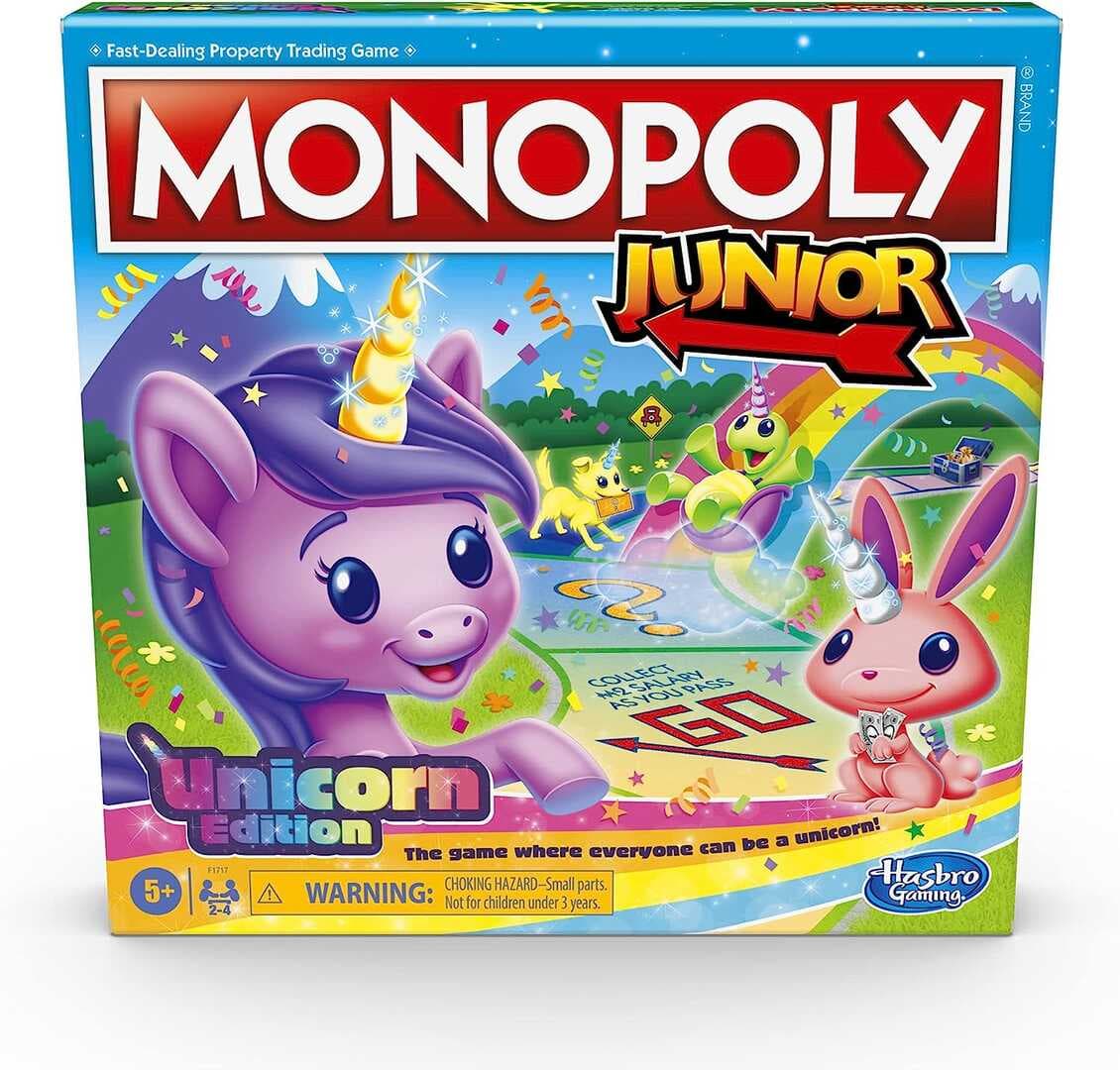 Monopoly Junior: Unicorn Edition Board Game | Magical-Themed Indoor Family Game | 2 to 4 Players | Preschool Games | Kids Ages 5+ (Amazon Exclusive)