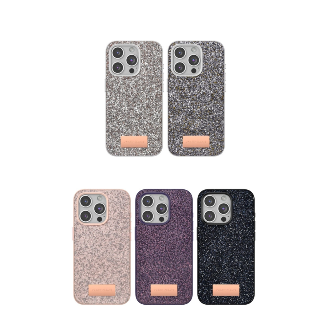 Onegif Apple İphone 15 Bright Simli Kapak - Siyah