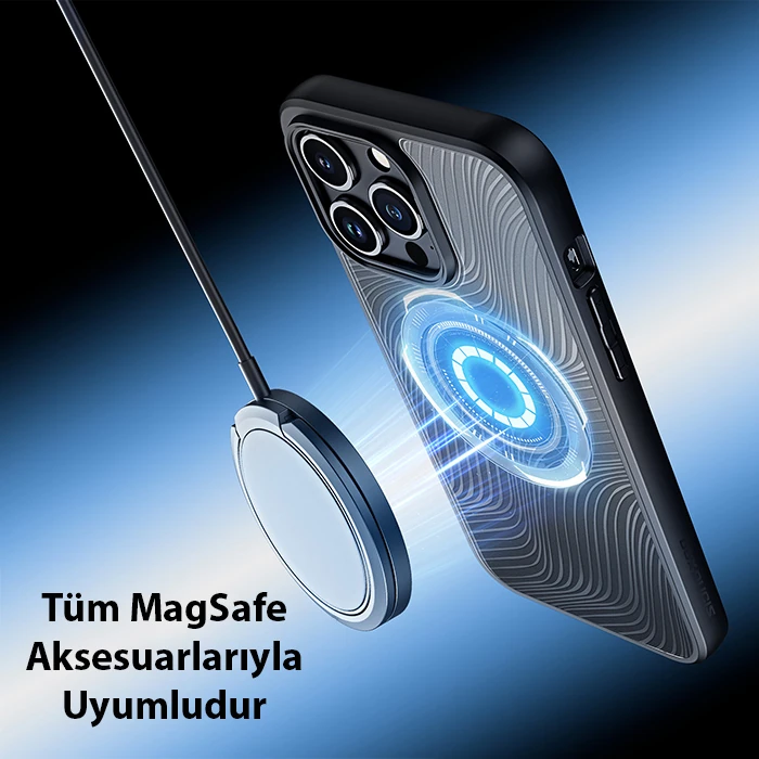 Dux Ducis iPhone 15 Pro Max Aimo Series MagSafe Premium Buzlu Sert PC-TPU Kılıf-(5775)