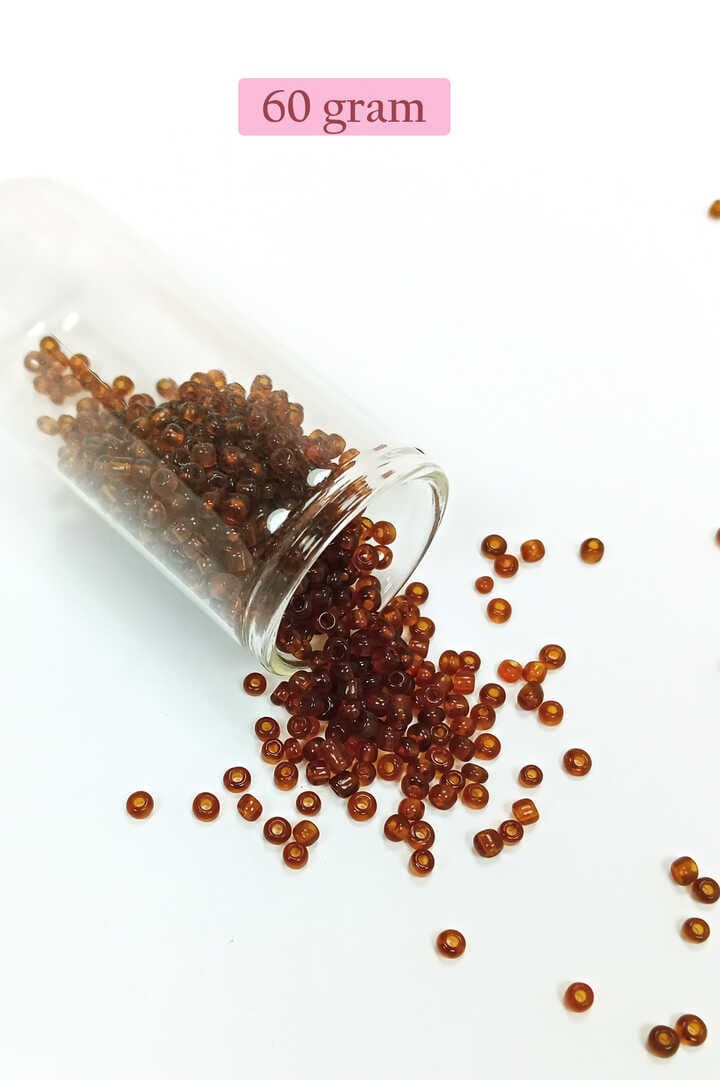 Dökme Cam Kum Boncuk (8/0) 3 mm - 60 Gram - Şeffaf Koyu Kahve - BNC200
