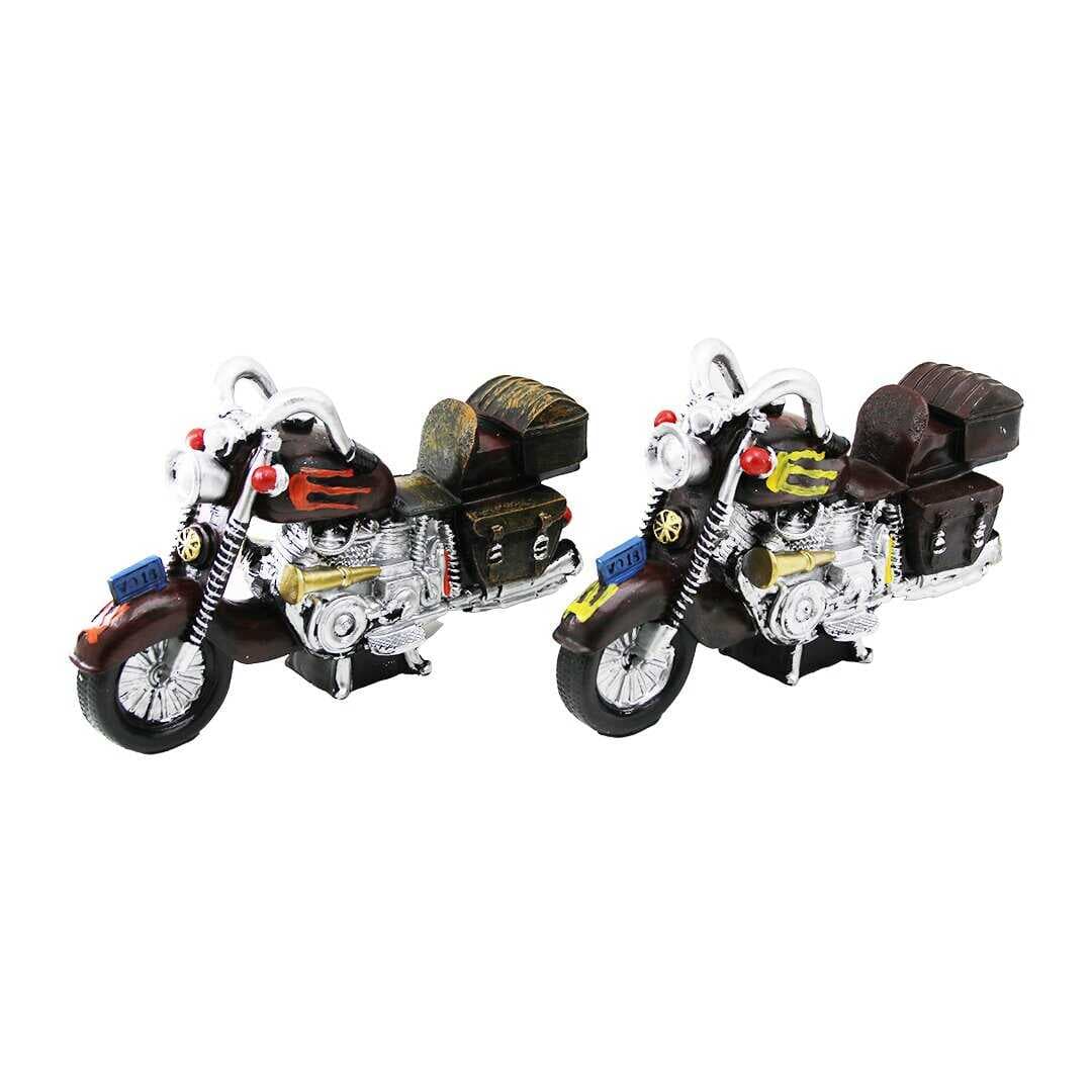 MOTORSİKLET VİNTAGE DEKORATİF BİBLO - KUMBARA RENKLİ 25CM REÇİNE (5430)