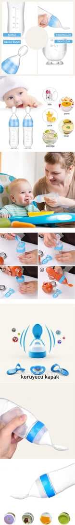 Turk Kaşıklı Bebek Mama Besleyici Silikon Littloo 2 ADET