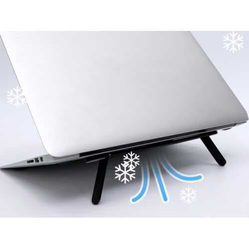 2 Kademeli Katlanabilir ve Yapışkanlı Laptop Standı Siyah CM-438