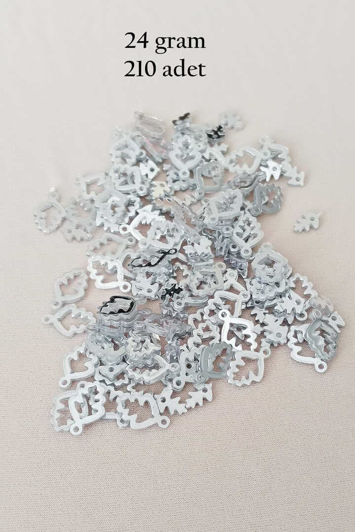 Oya Abiye Bileklik Kolye Pleksi Metalik Plastik Pul Gümüş Renk 24 gram 210 adet - BNC573