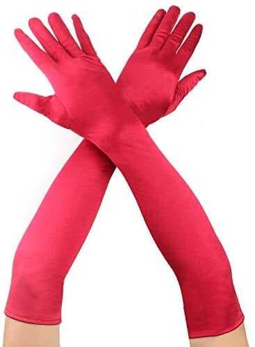 Kırmızı Renk Uzun Kumaş Eldiven