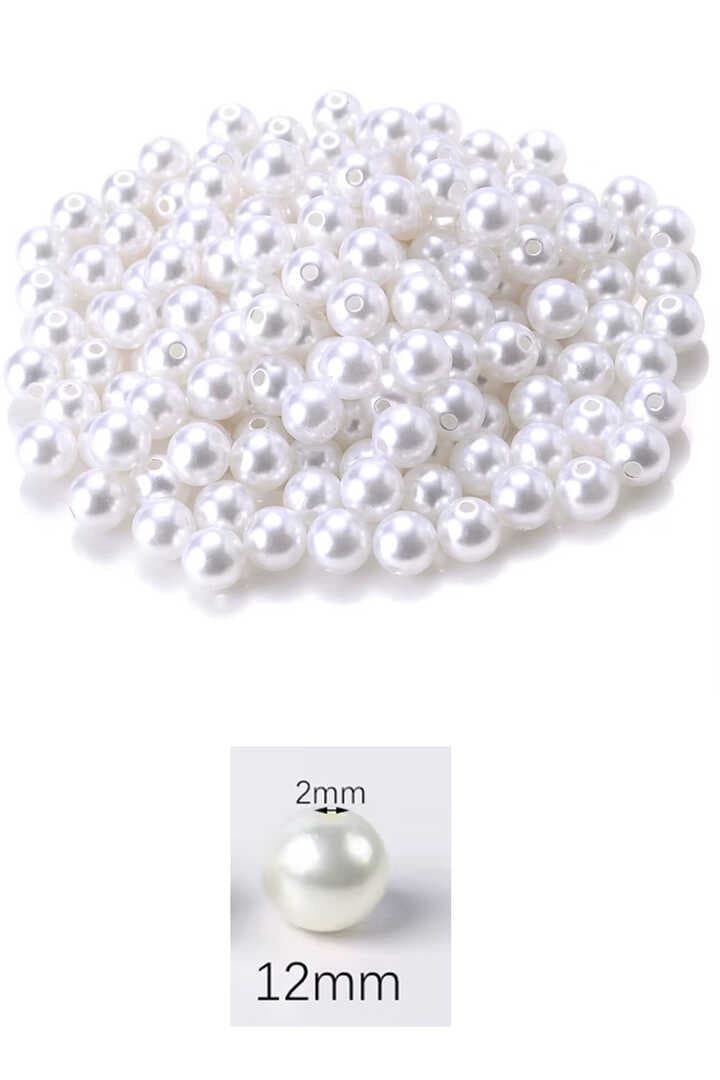 50 gram 12mm Beyaz Renk Plastik İnci Boncuk Çanta ve Takı Yapım Boncuğu (~40 adet)