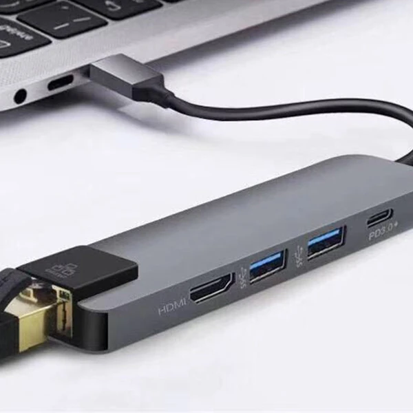 ALLY 5İN1  USB 3.1 Type C To HDMI 2xusb 3.0 RJ45 Ethernet Dönüştürücü Adaptör-(5775)