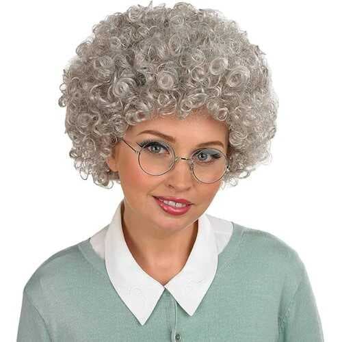 Gri Renk Kabarık Bonus Peruk Afro Takma Saç