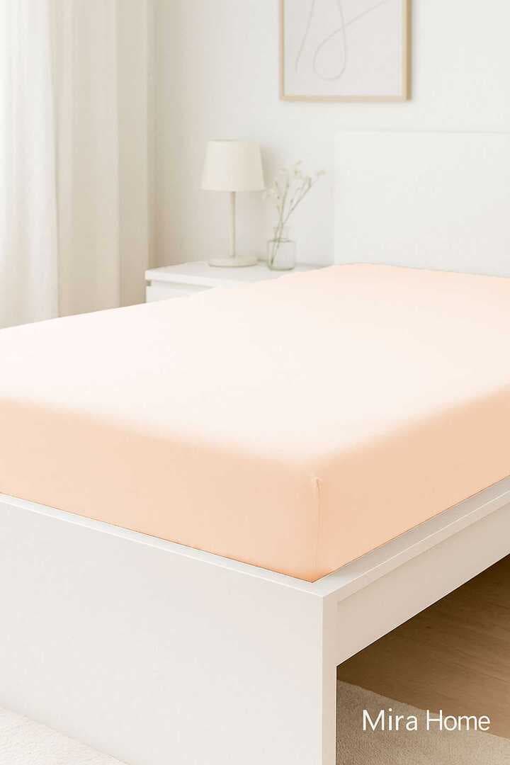 Çift Kişilik Düz Penye  %100 Pamuklu Lastikli Çarşaf 200X200 Cm Battal  Boy Newsheet Somon